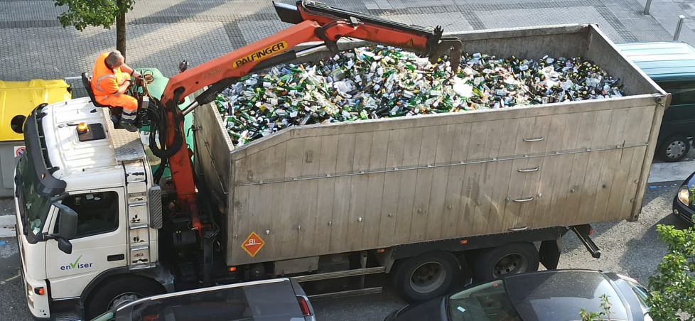 Reciclaje de vidrio.