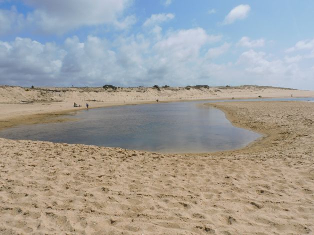 Un lago en la playa.