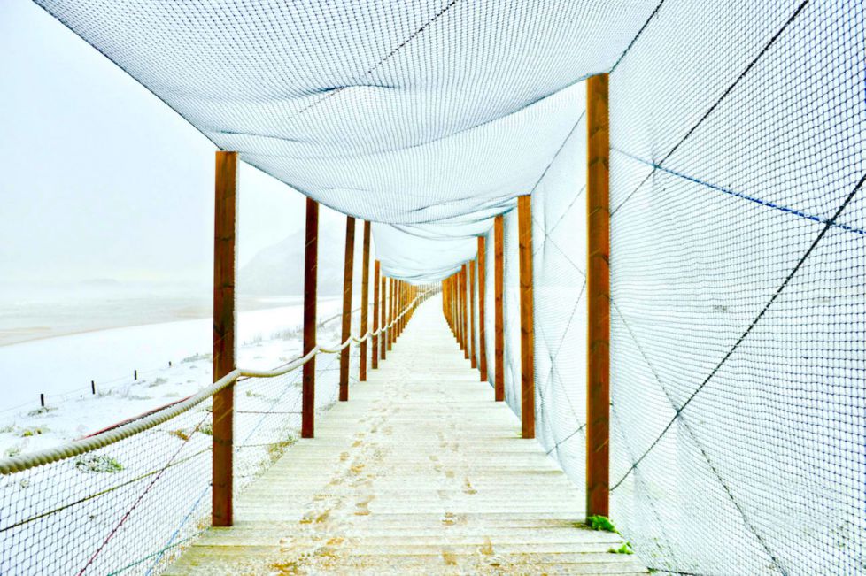 Pasarelas de Iñurritza con nieve