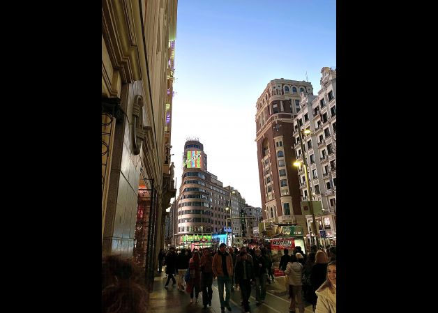 Atardecer en la Gran Vía de Madrid