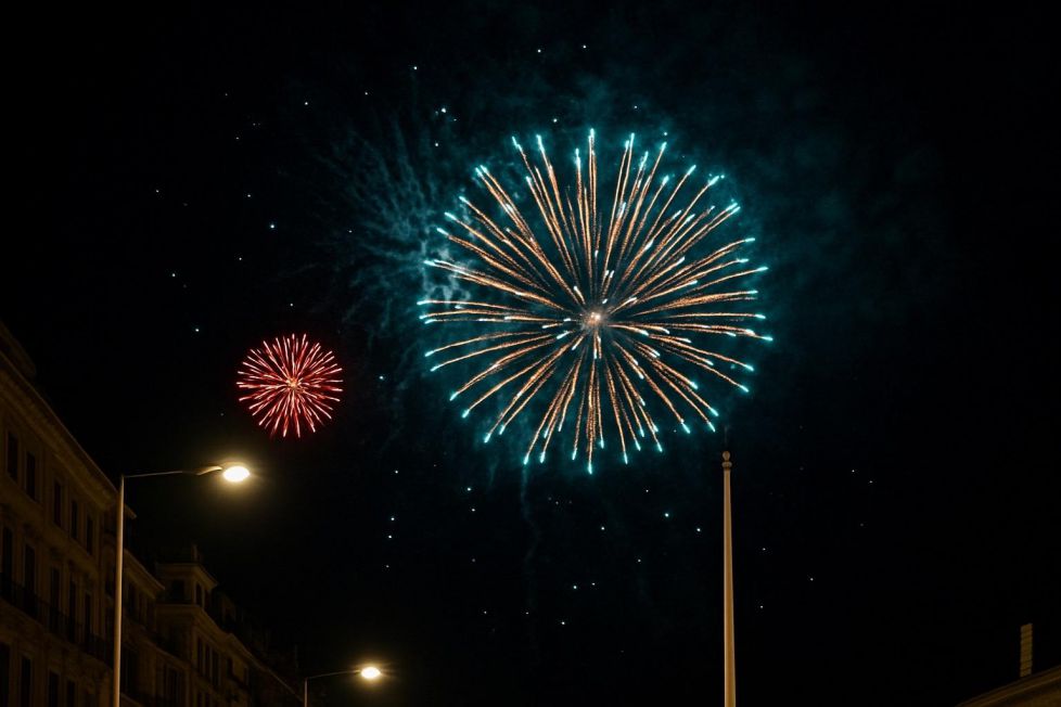 Explosión de luz sobre la ciudad